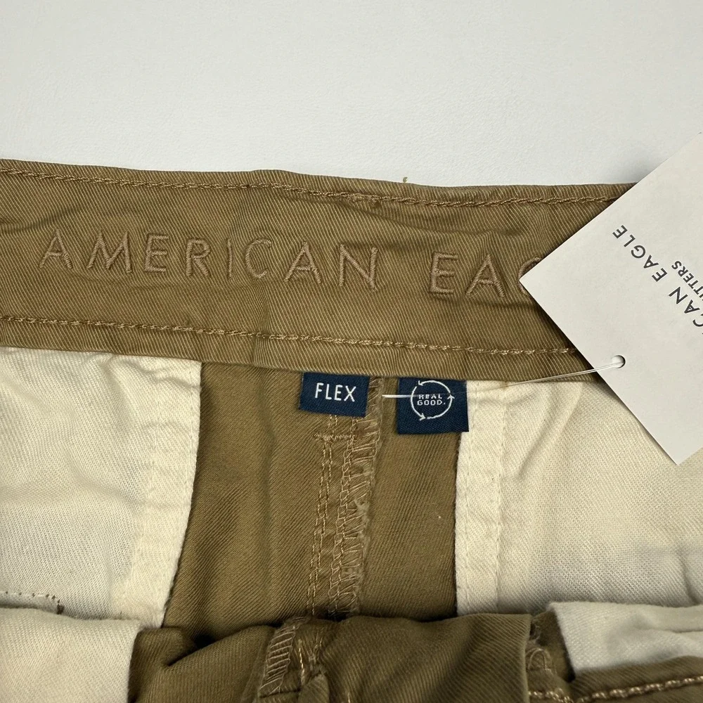 American Eagle Shorts Mens 34 Beige Flex Lived-In Khaki Chino 9 Inseam Casual